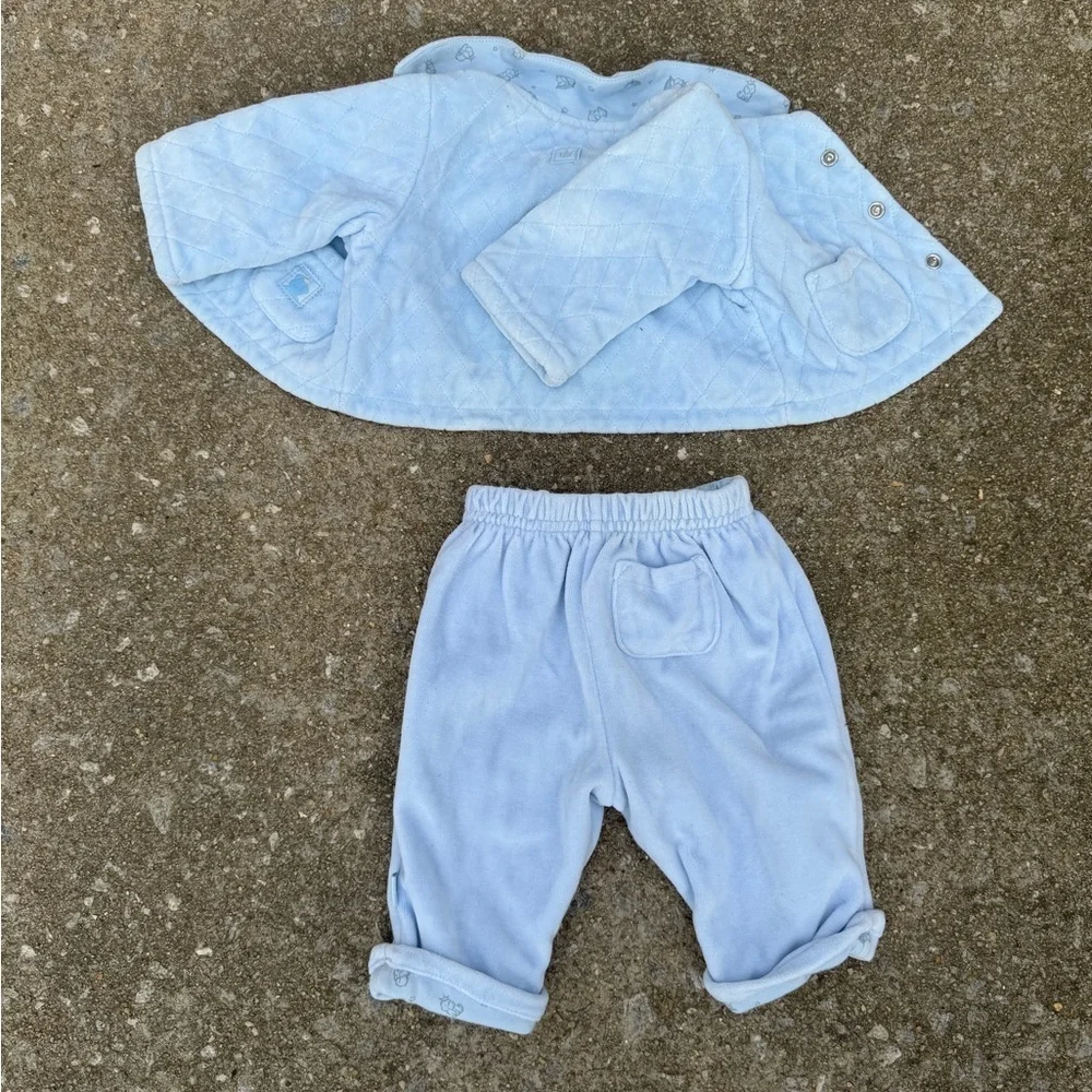 Vintage Children’s place Blue Velour 2 Piece Set Jacket Pants 0-3 Months Blue